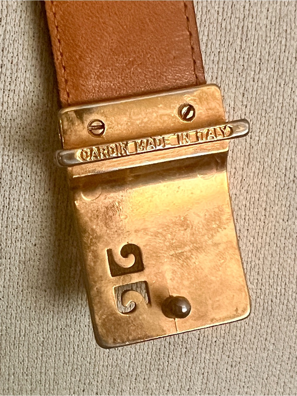 VTG Pierre Cardin Brown Cowhide Leather Logo Belt Retro Classic Old Money - Picture 10 of 11